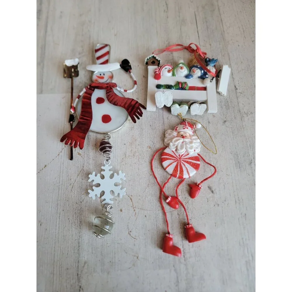 Snowman snowflake dangle feet variety ornament Xmas set unique